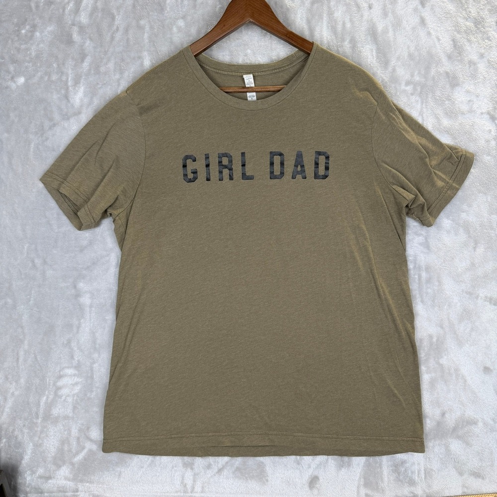 Mens Graphic T Shirt Girl Dad Khaki Crew Neck Short Sleeve Size XL